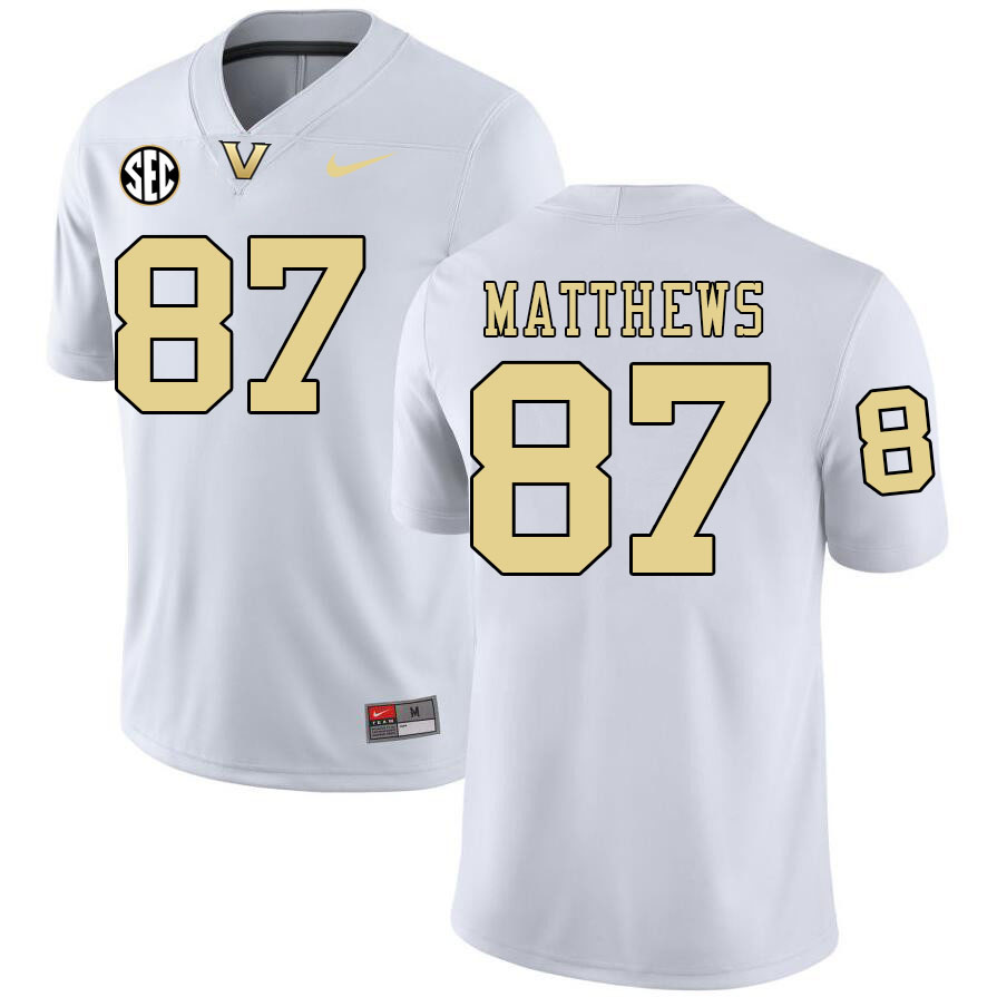 Jordan Matthews Jersey,Vanderbilt Commodores #87 Jordan Matthews Football Jersey,Uniforms-White 2024